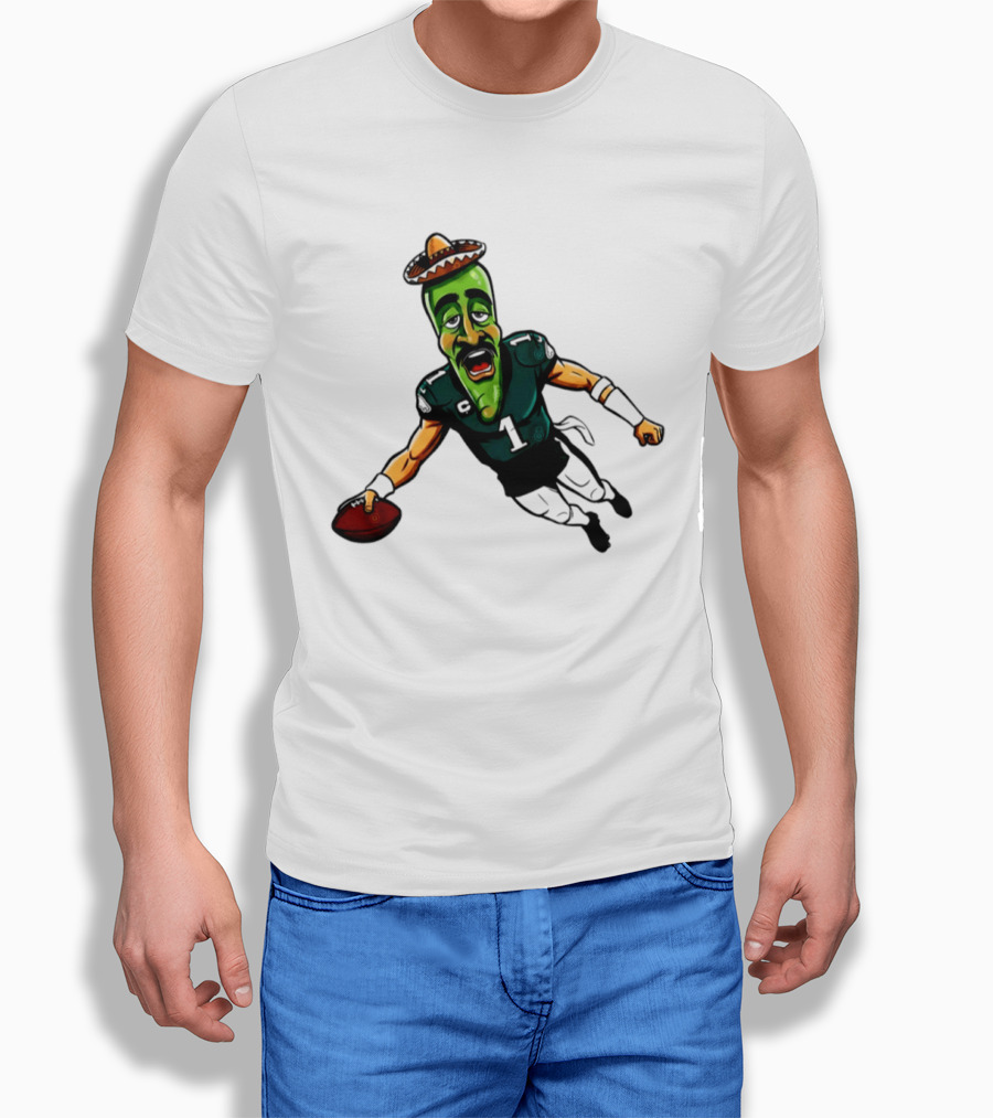 Jalen Hurts Jalapeno Philadelphia Eagles Cartoon Sombrero Football Player T-Shirt