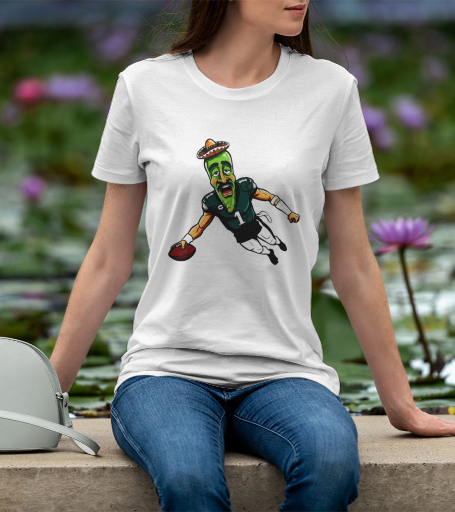 Jalen Hurts Jalapeno Philadelphia Eagles Cartoon Sombrero Football Player T-Shirt