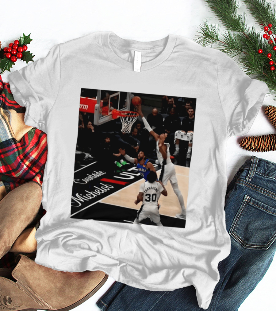 Victor Wembanyama San Antonio Spurs Block Shot Action Thunder Game T-Shirt