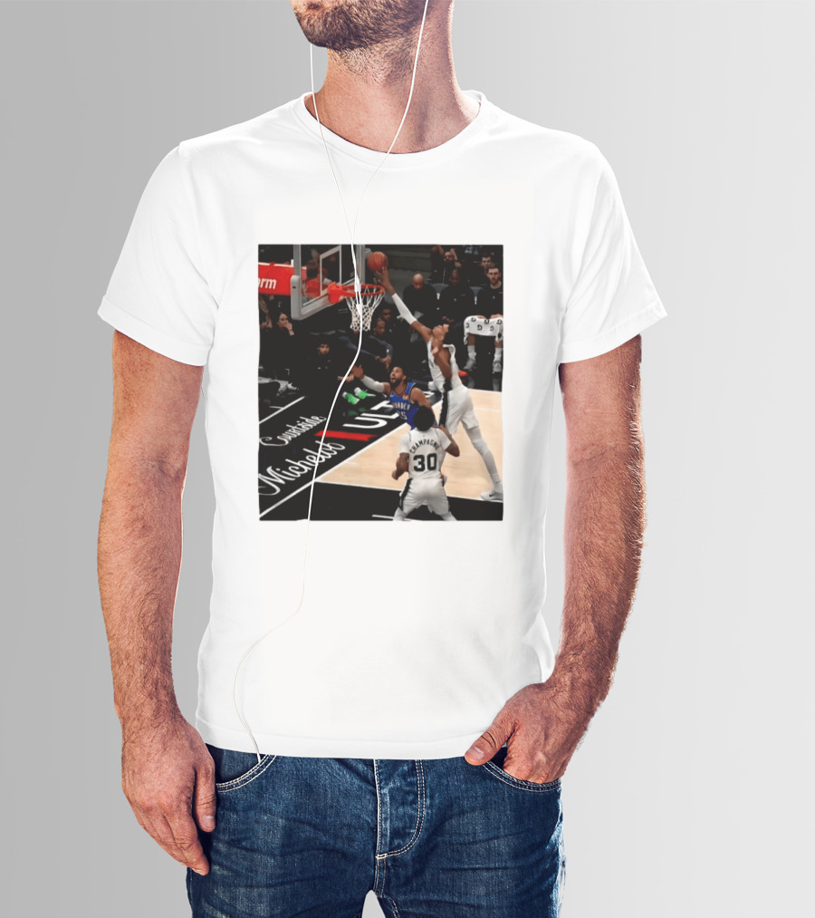 Victor Wembanyama San Antonio Spurs Block Shot Action Thunder Game T-Shirt