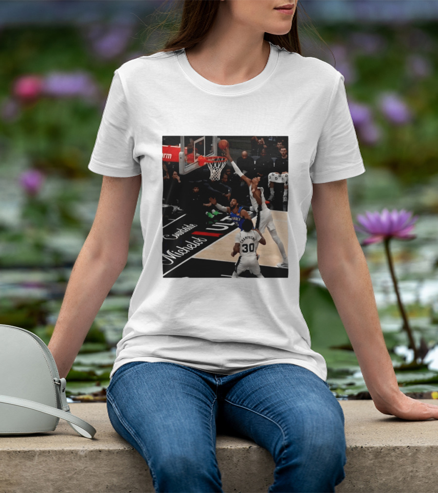 Victor Wembanyama San Antonio Spurs Block Shot Action Thunder Game T-Shirt