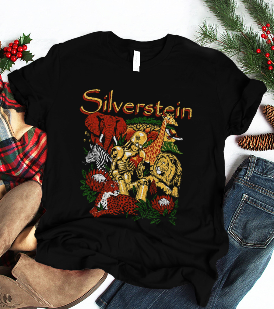 Silverstein South African 2026 Tour Wildlife Artistry With Golden Robots And Iconic Animals T-Shirt