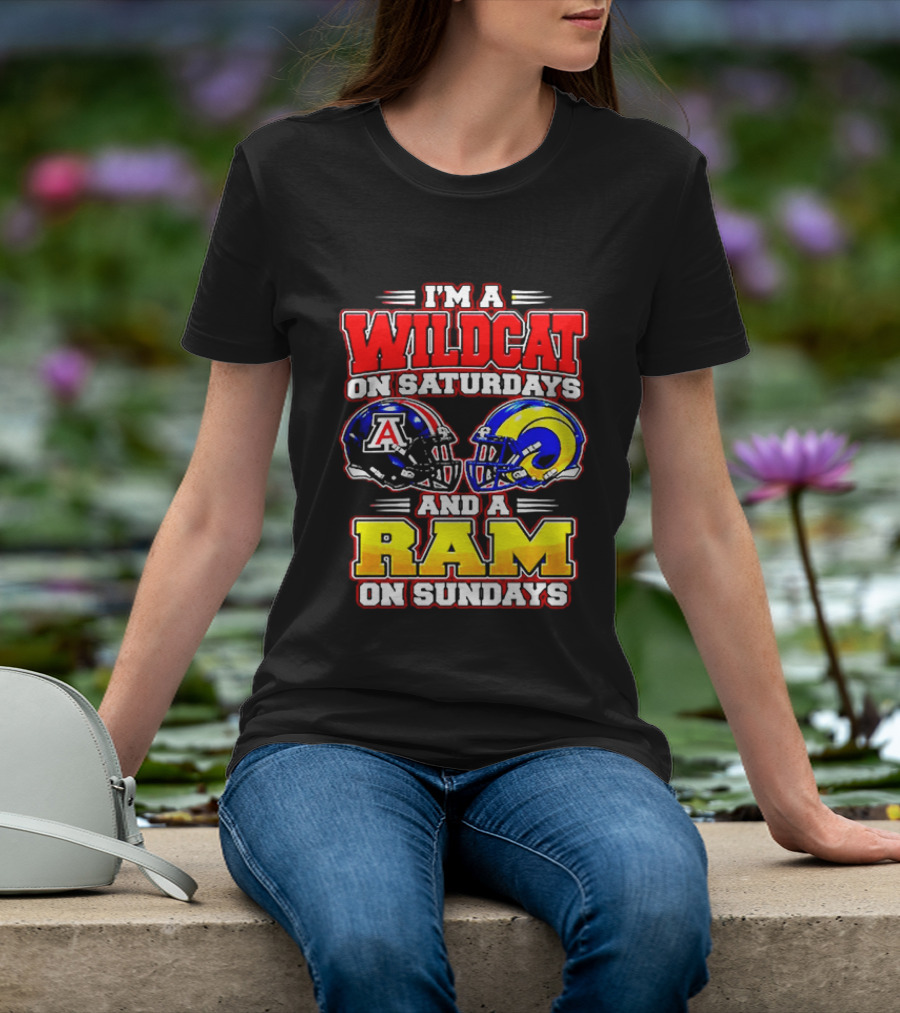 I'm A Wildcat On Saturdays And A Ram On Sundays Arizona Los Angeles Football Fans T-Shirt