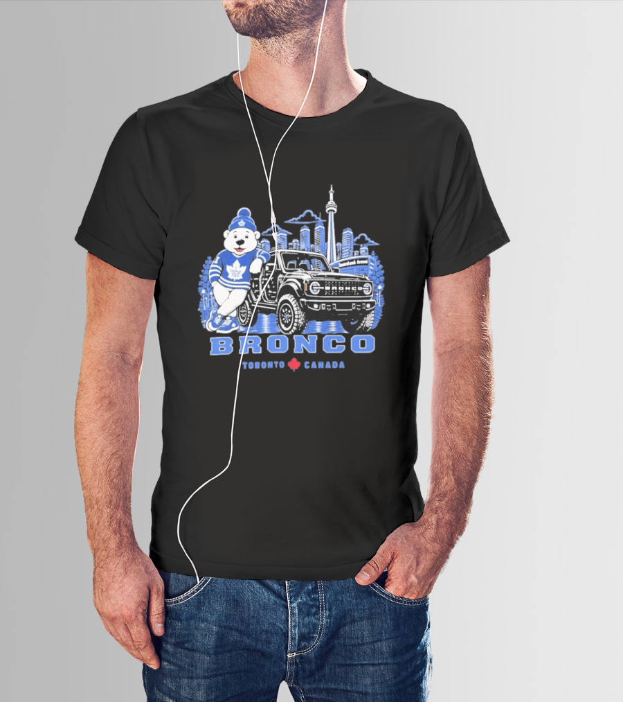 Bronco Toronto Canada Maple Leafs Bear Skyline Winter T-Shirt