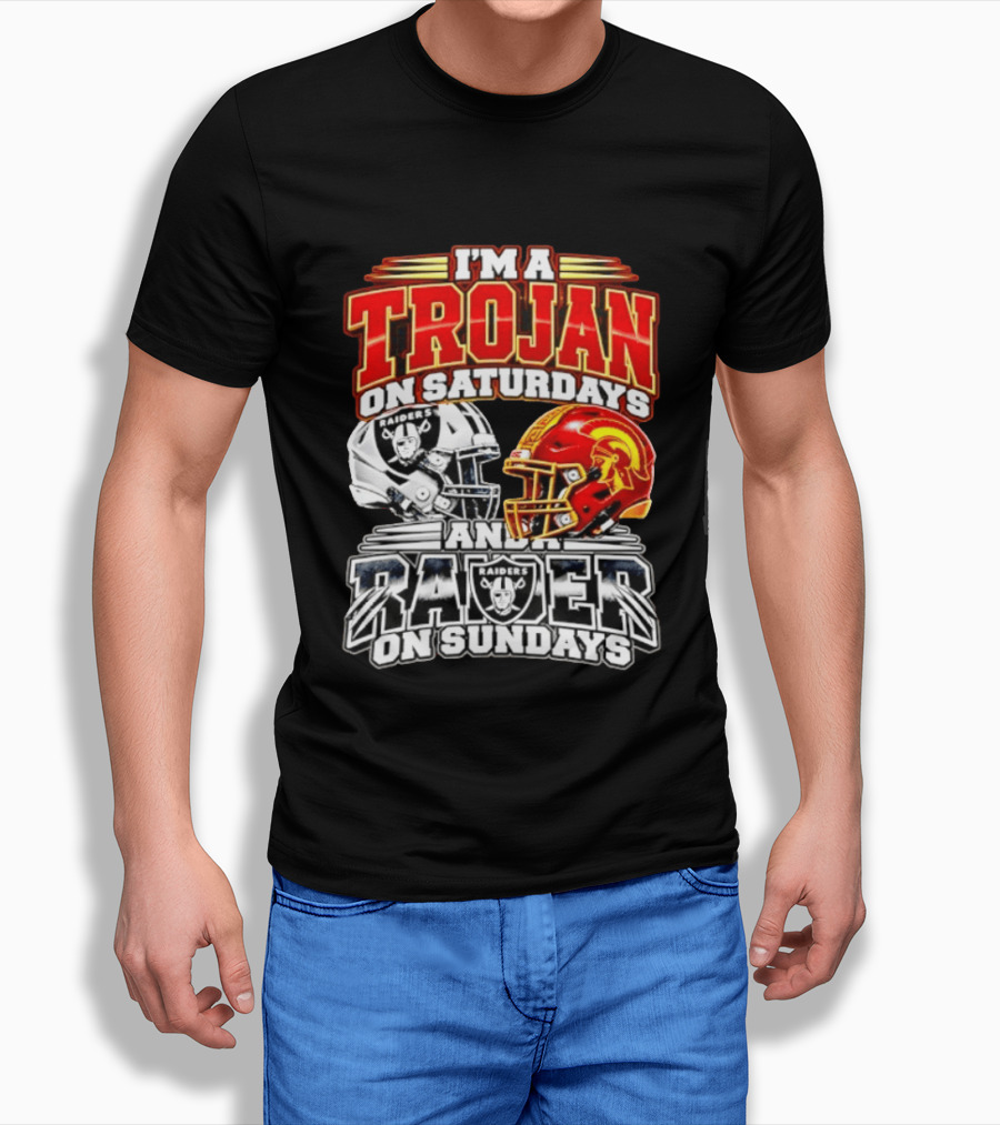 I'm A Trojan On Saturdays And A Raider On Sundays USC Trojans Las Vegas Raiders 2026 T-Shirt