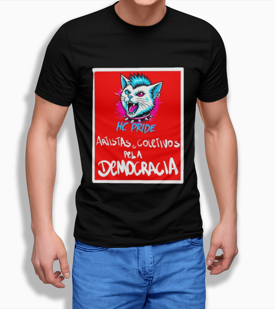 HC Pride Cat Rock Artistas E Coletivos Pela Democracia T-Shirt