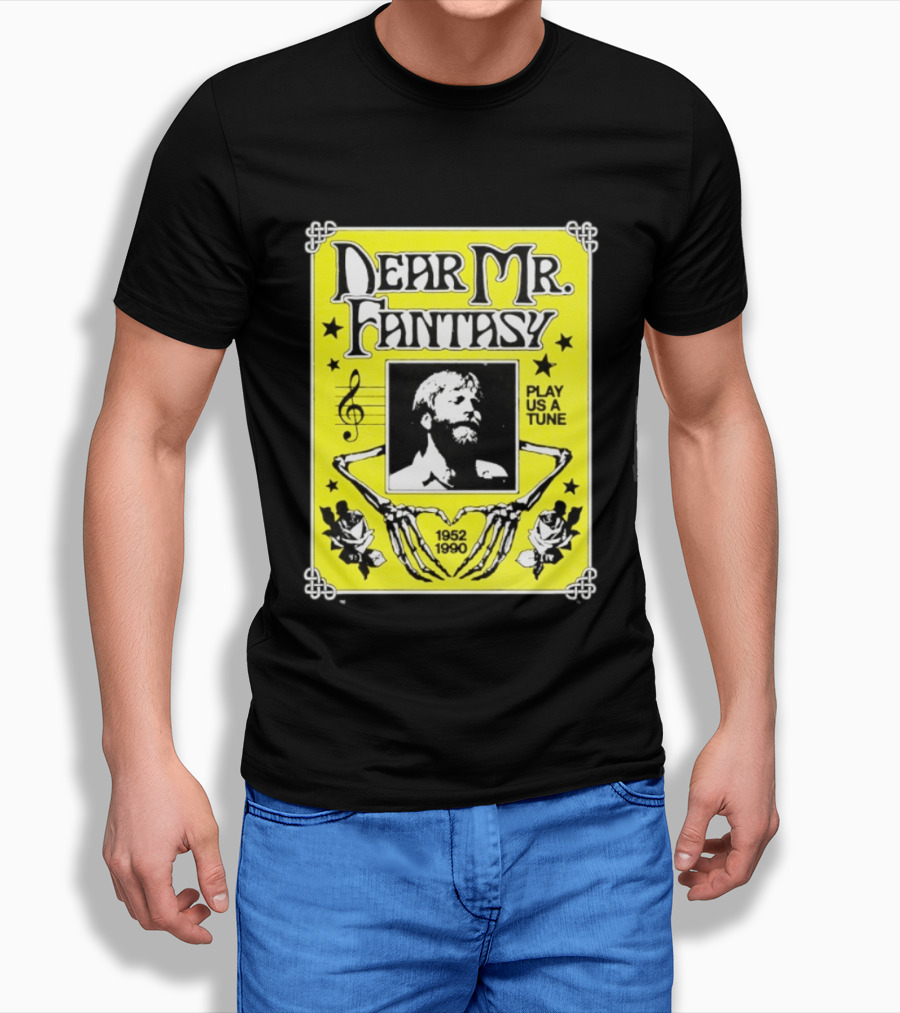 Dear Mr Fantasy Play Us A Tune 1952 1990 Skeleton Musician T-Shirt