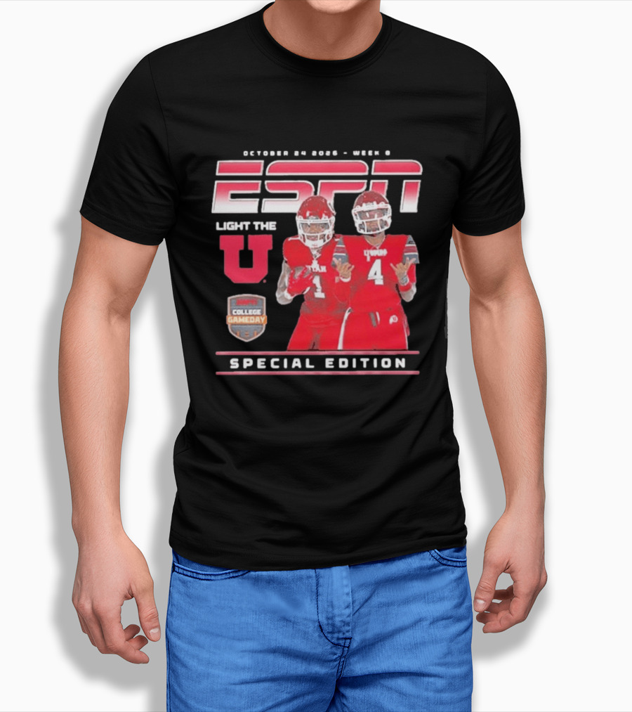 October 30 2022 Week 9 ESPN Light The U Special Edition Utah Utes College Gameday T-Shirt