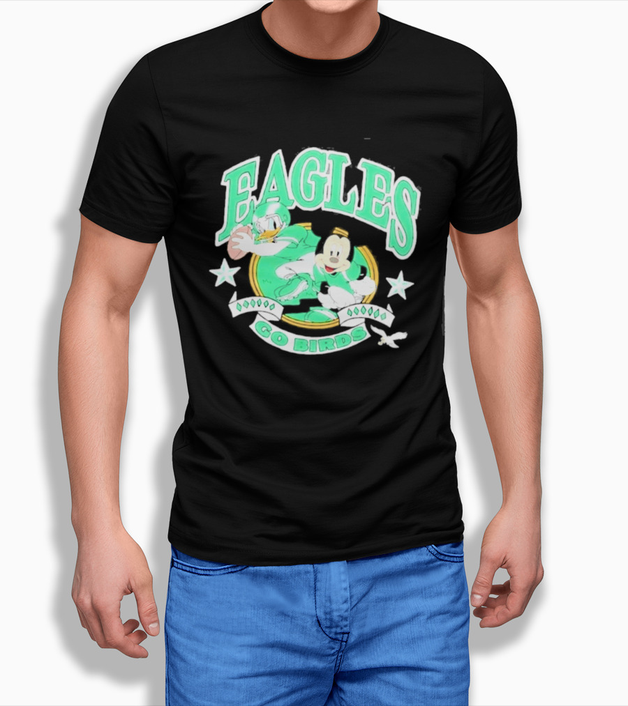Eagles Go Birds Donald Duck Mickey Mouse Football Stars T-Shirt