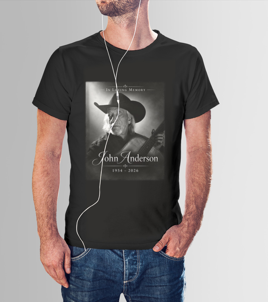In Loving Memory John Anderson 1954 2026 Cowboy Hat Guitar T-Shirt