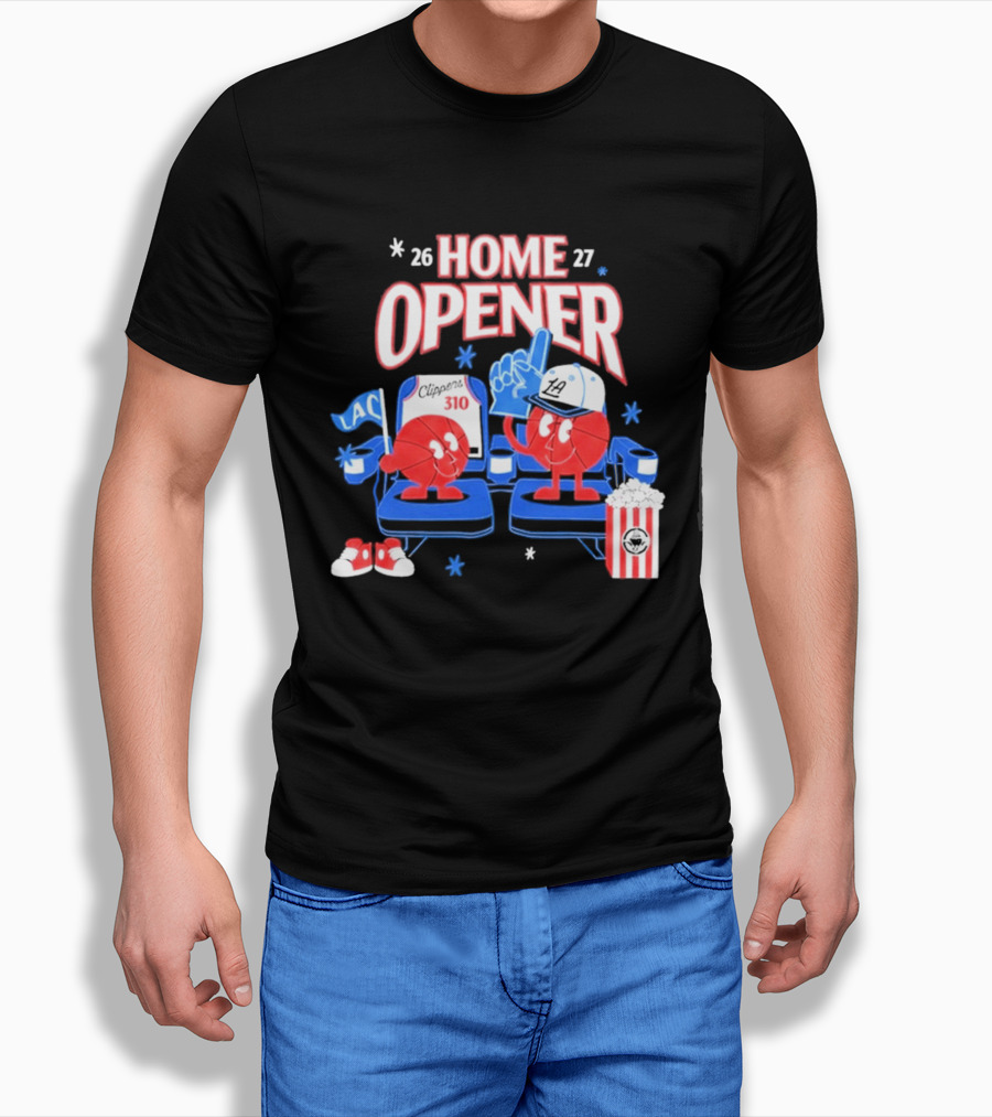 LA Clippers 26 27 Home Opener 310 Jersey LAC Characters Popcorn T-Shirt