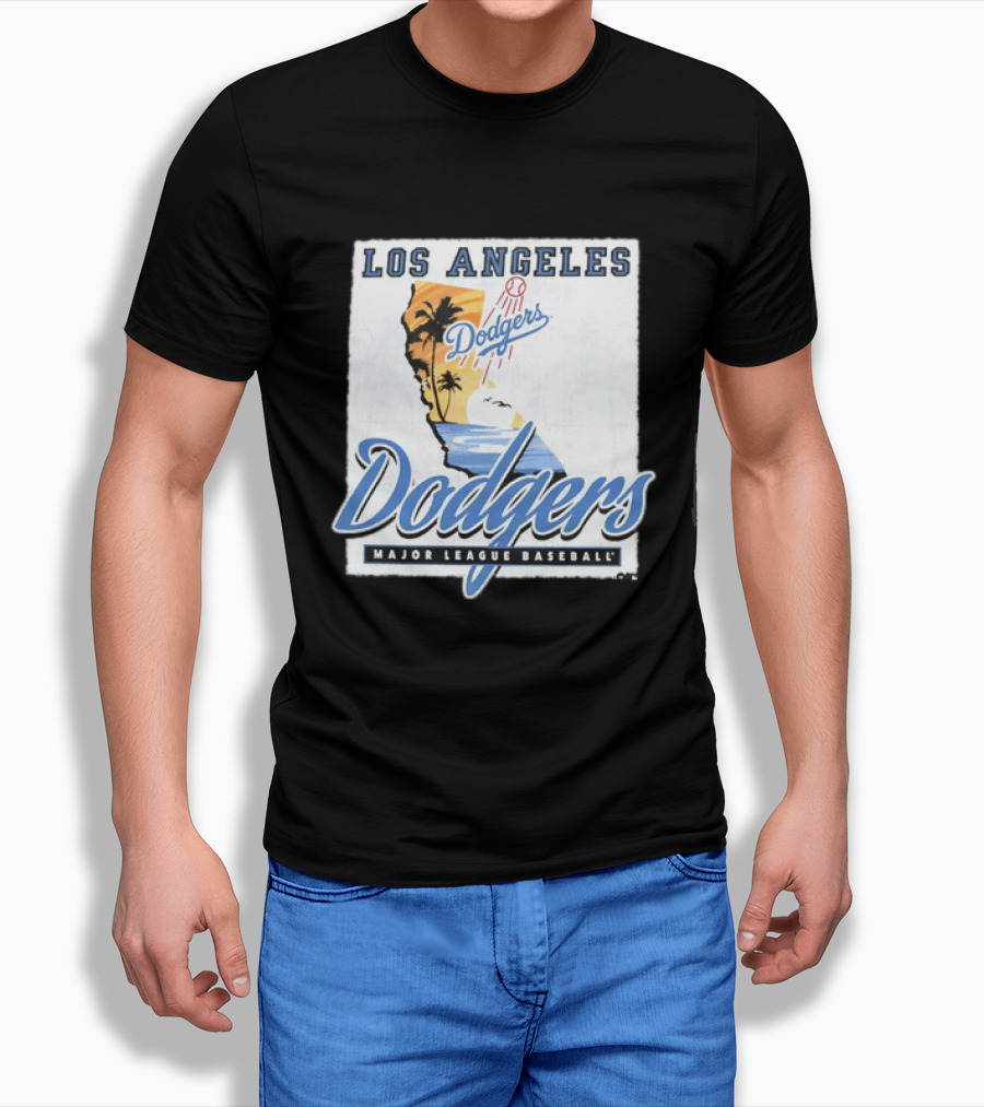 Los Angeles Dodgers Major League Baseball California Map Dodgers T-Shirt