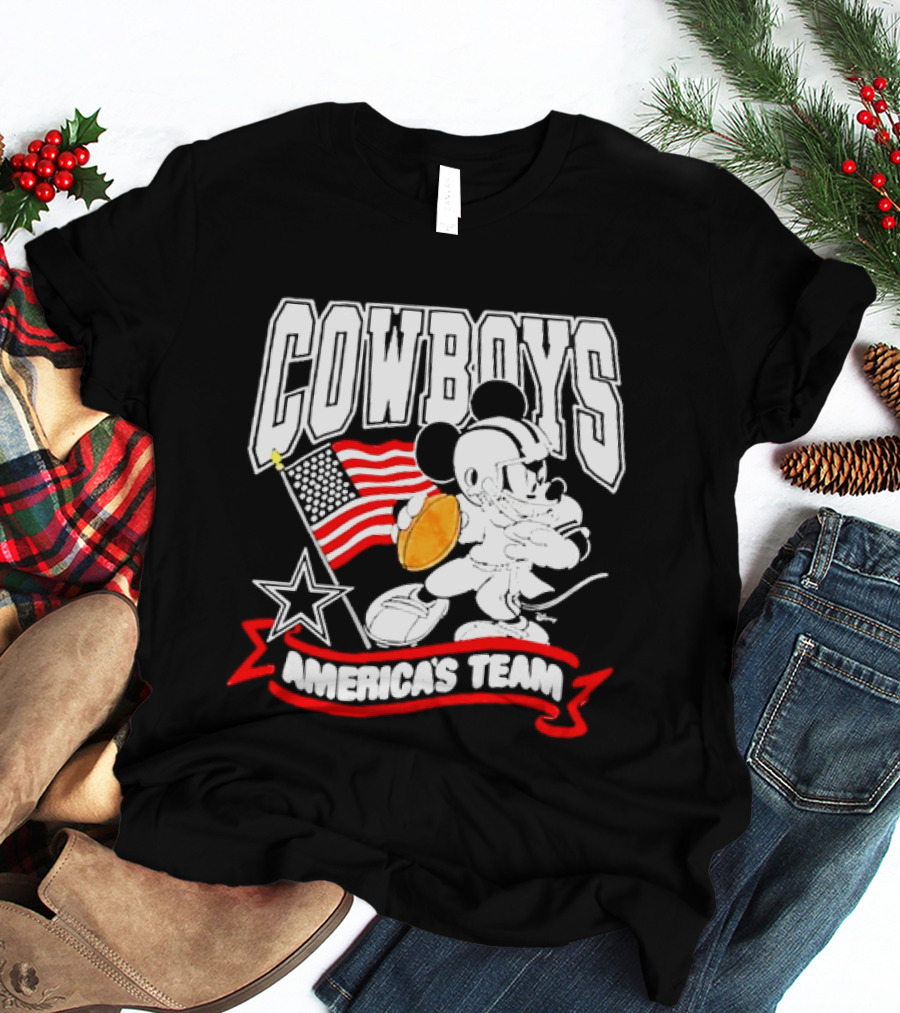 Cowboys Mickey Mouse Americans Team Flag Football T-Shirt