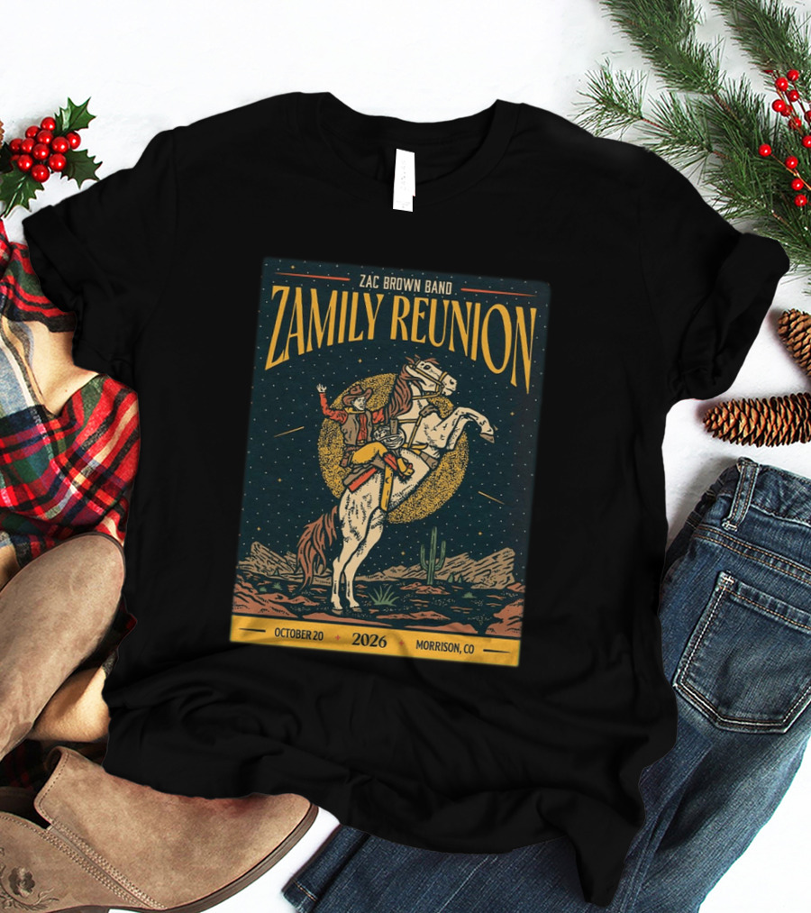 Zac Brown Band Zamily Reunion Morrison CO 2026 Live At Red Rocks October 20 Cowboy And Horse T-Shirt