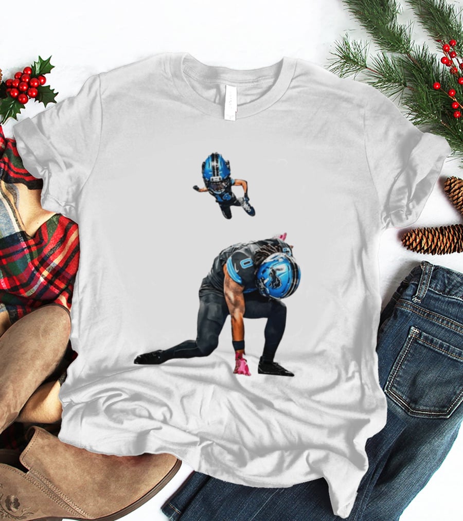 Amon Ra St. Brown Jahmyr Gibbs Super Hero Celebration Football Lions T-Shirt