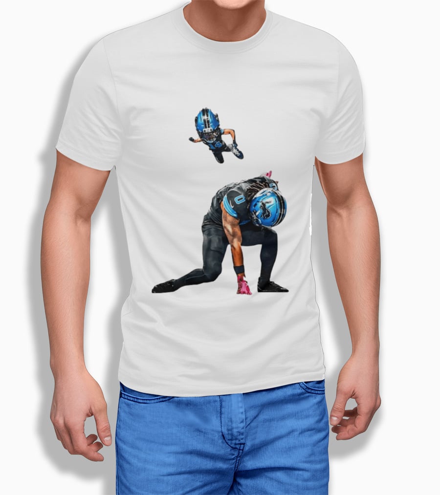 Amon Ra St. Brown Jahmyr Gibbs Super Hero Celebration Football Lions T-Shirt