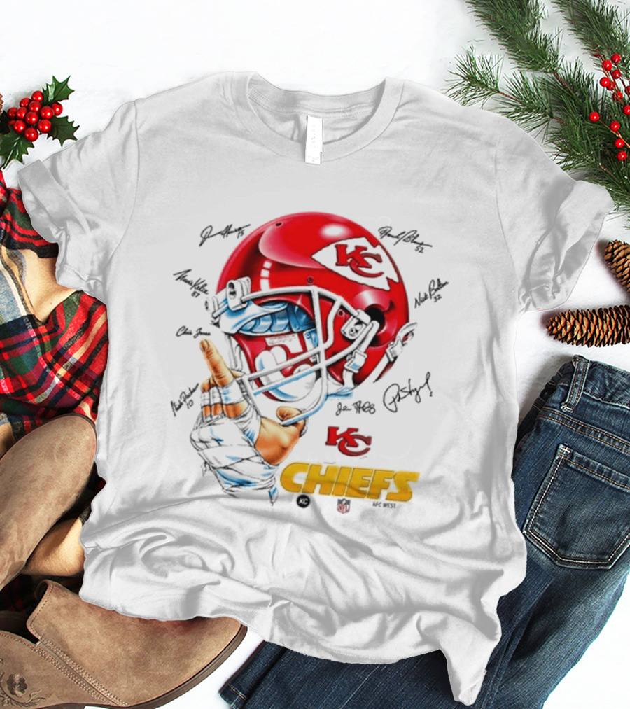 Kansas City Chiefs Signatures KC Football Helmet Chiefs Kingdom T-Shirt