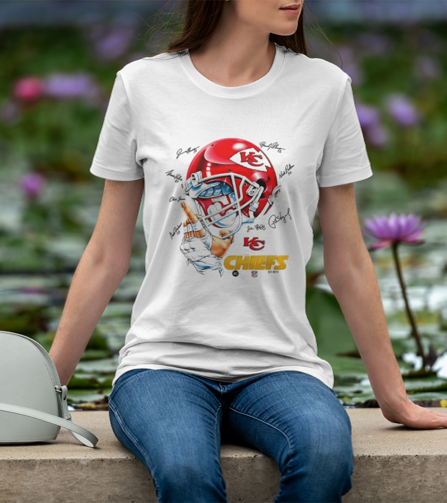 Kansas City Chiefs Signatures KC Football Helmet Chiefs Kingdom T-Shirt