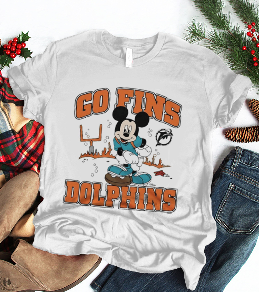 Go Fins Dolphins Mickey Mouse X Miami Dolphins Football 2026 T-Shirt