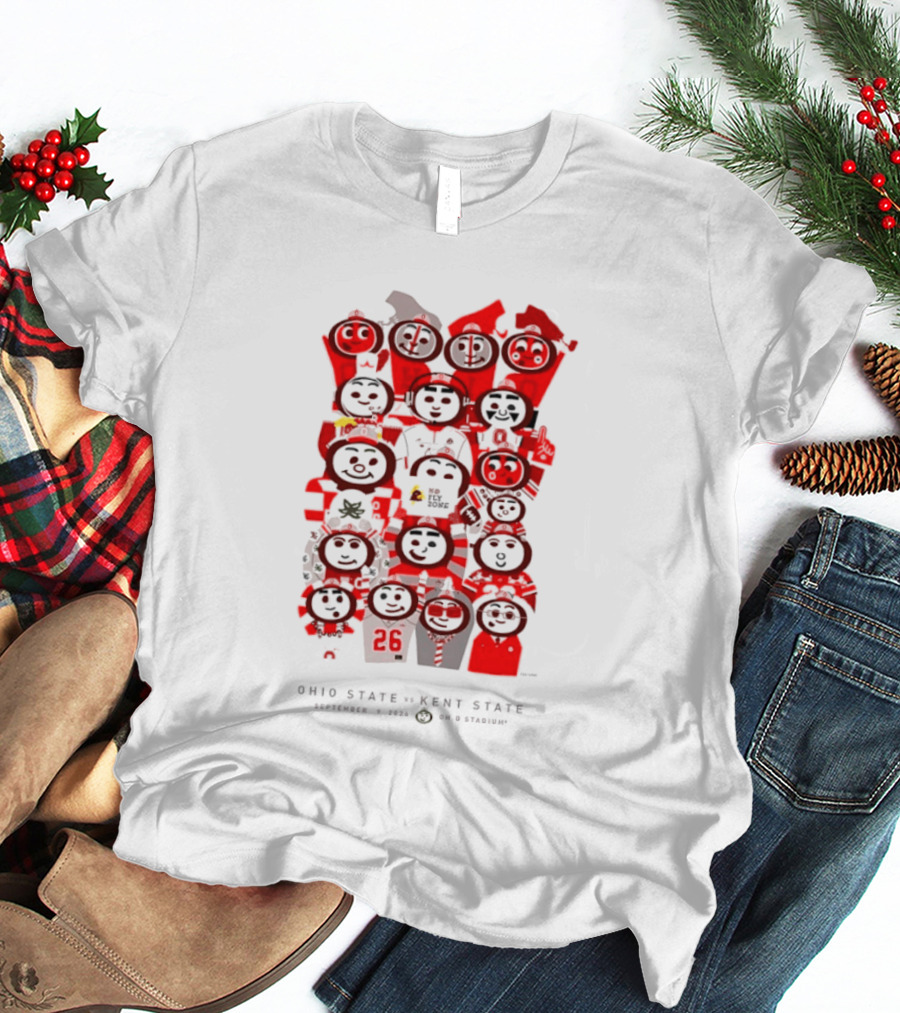 Ohio State Vs Kent State 2026 Buckeye Cartoon Characters Gallery T-Shirt