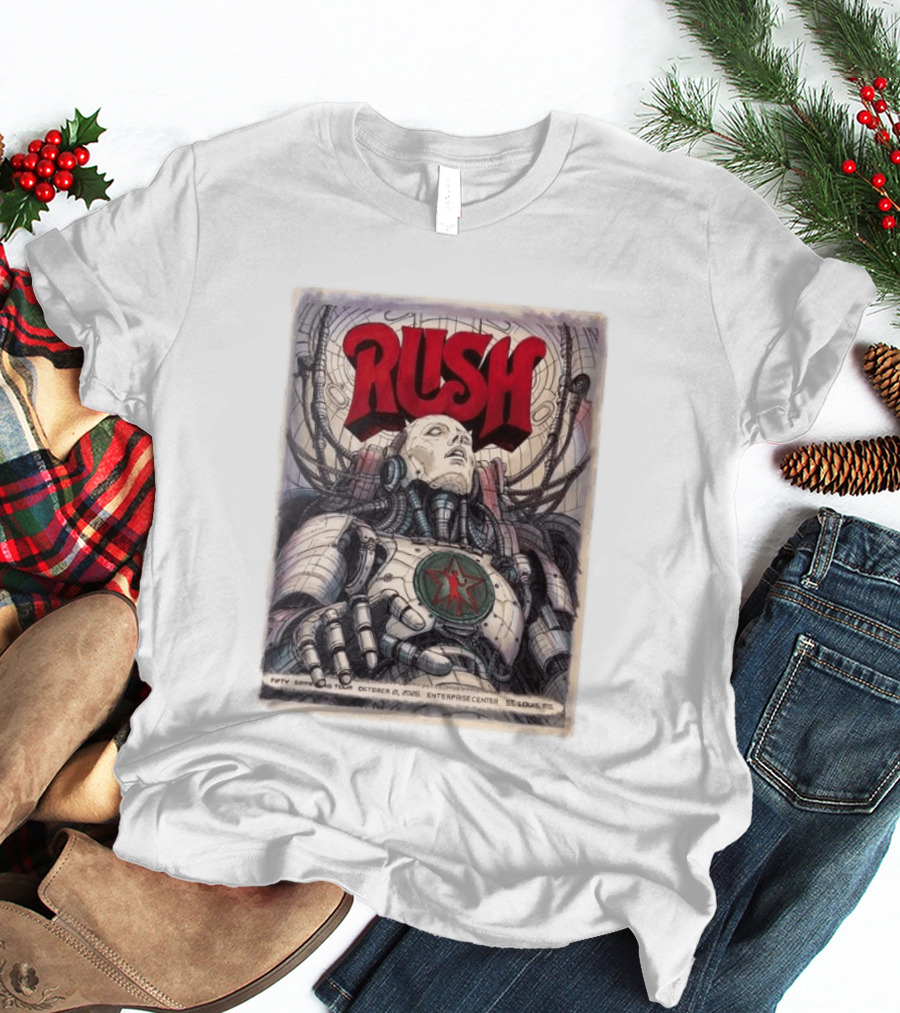 Rush Fifty Something Tour October 21 2026 Enterprise Center St. Louis MO Robot Star T-Shirt