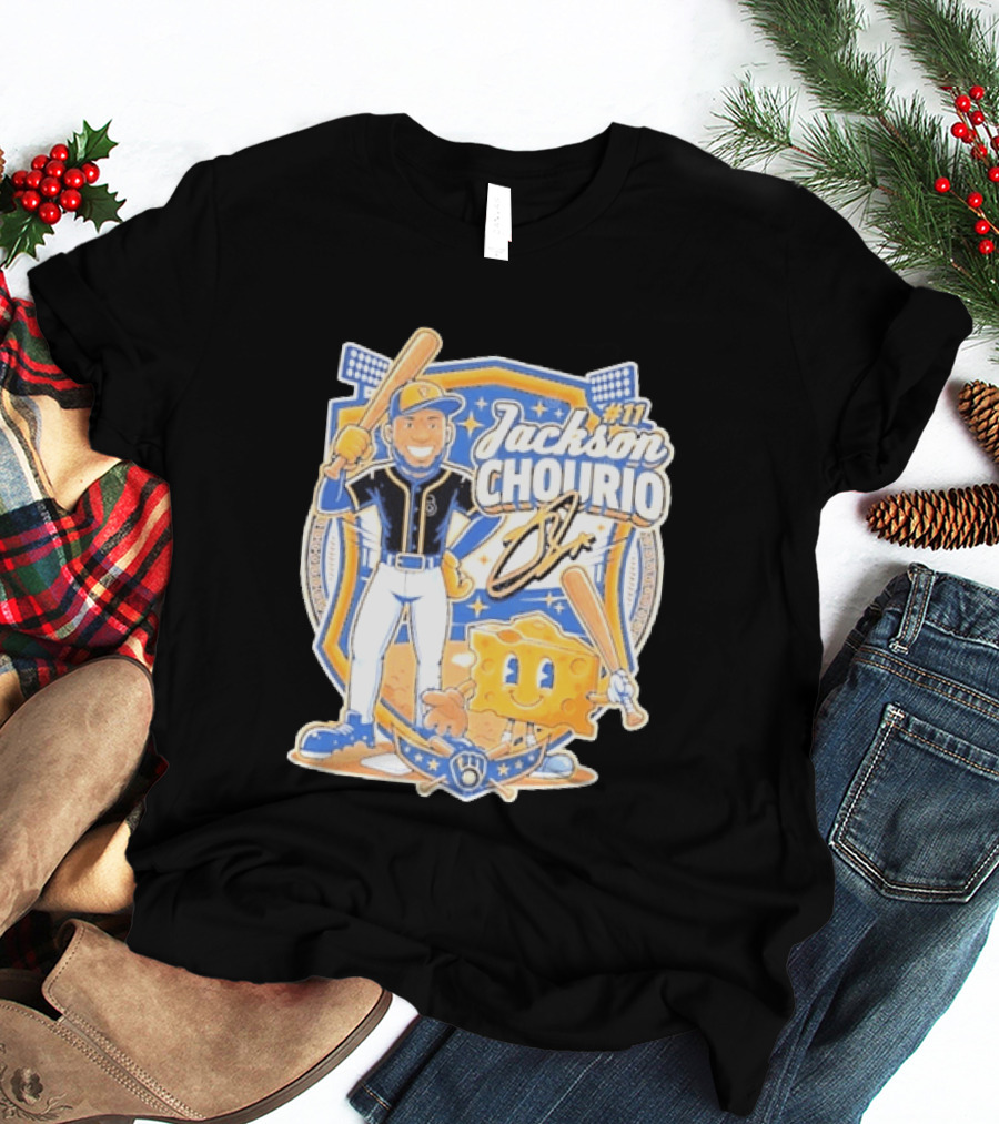 Milwaukee Brewers Jackson Chourio 11 Cartoon Cheese T-Shirt