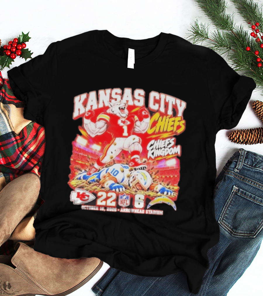 Kansas City Chiefs 22 6 Victory Over Los Angeles Chargers October 18 2026 Arrowhead Stadium T-Shirt