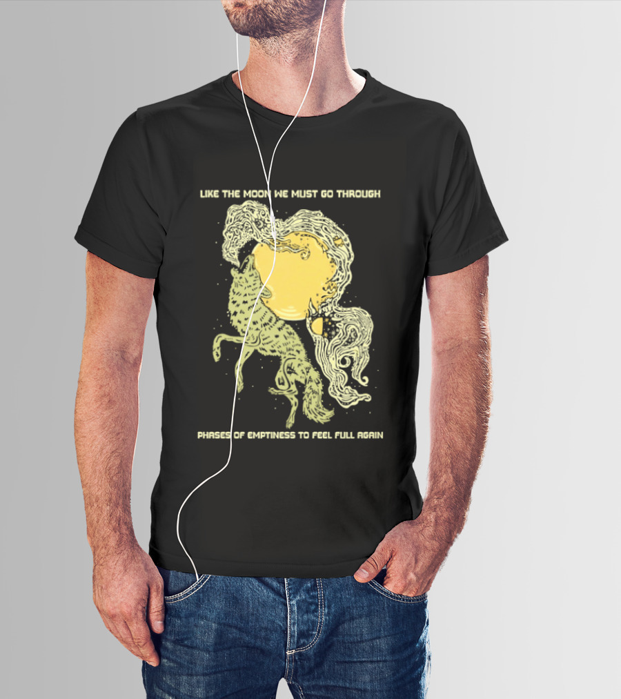 Like The Moon We Must Go Through Phases Of Emptiness To Feel Full Again Moon Phases Yellow Watercolor T-Shirt