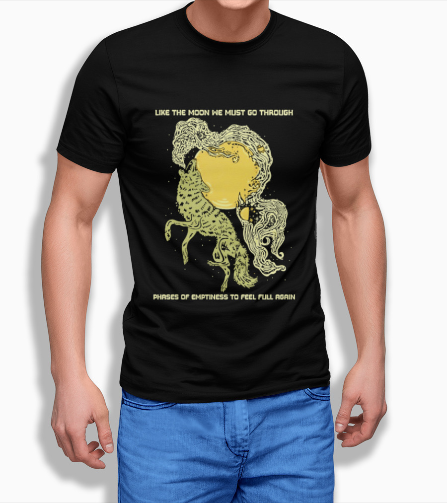 Like The Moon We Must Go Through Phases Of Emptiness To Feel Full Again Moon Phases Yellow Watercolor T-Shirt