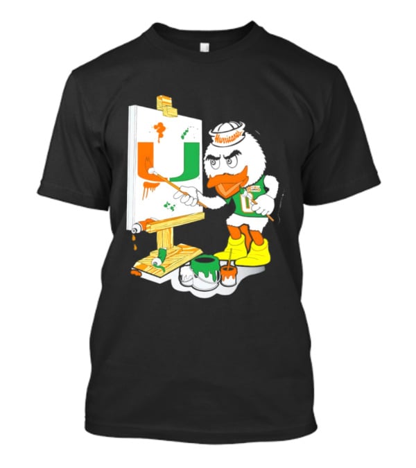 Miami Hurricanes Sebastian Mascot Painting Iconic U T-Shirt