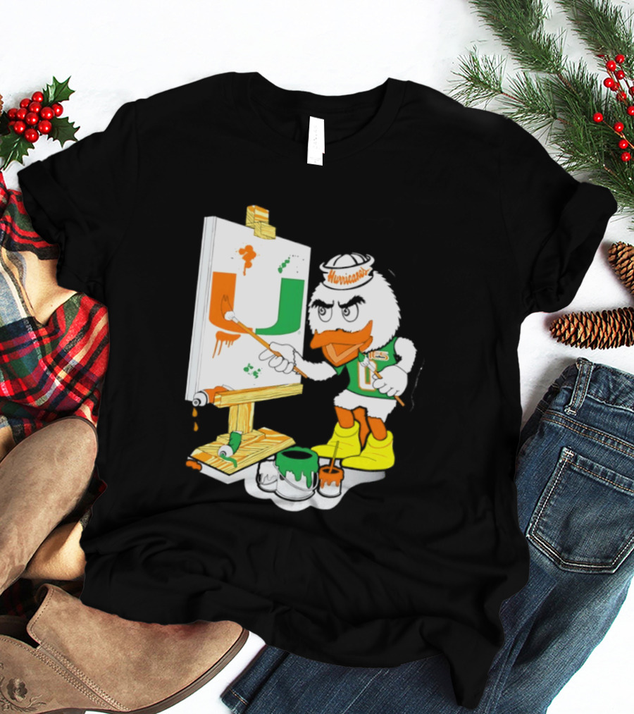 Miami Hurricanes Sebastian Mascot Painting Iconic U T-Shirt