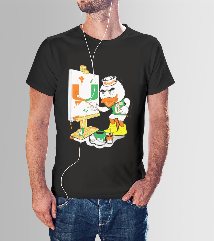 Miami Hurricanes Sebastian Mascot Painting Iconic U T-Shirt