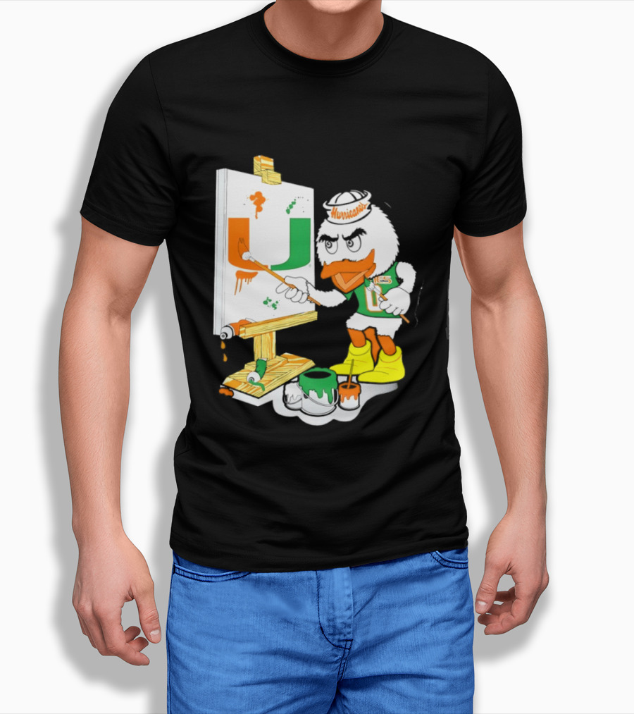 Miami Hurricanes Sebastian Mascot Painting Iconic U T-Shirt
