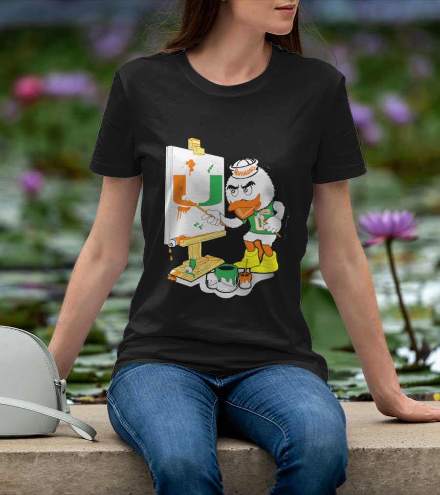 Miami Hurricanes Sebastian Mascot Painting Iconic U T-Shirt