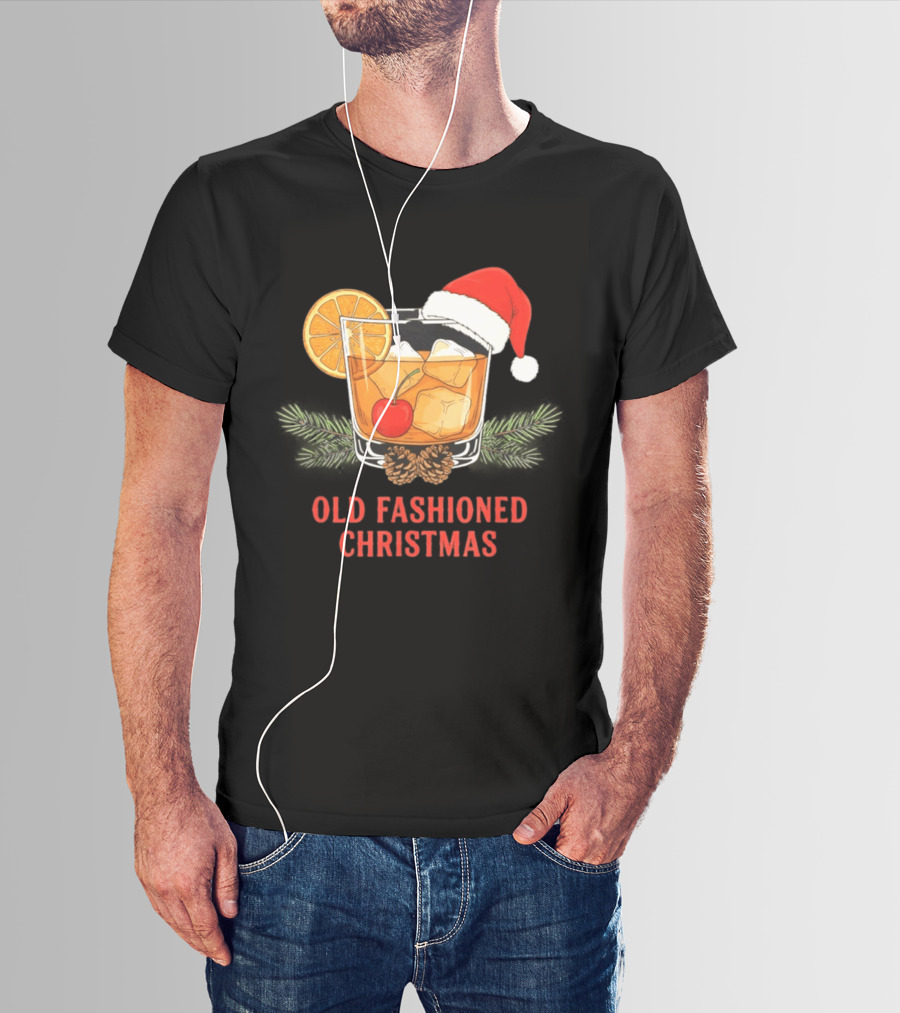 Old Fashioned Christmas Whiskey Santa Hat Cocktail T-Shirt