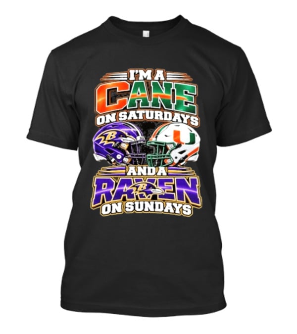 I'm A Cane On Saturdays And A Raven On Sundays Football Helmets T-Shirt