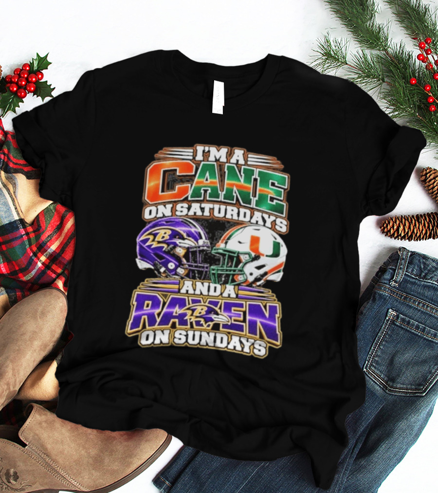 I'm A Cane On Saturdays And A Raven On Sundays Football Helmets T-Shirt