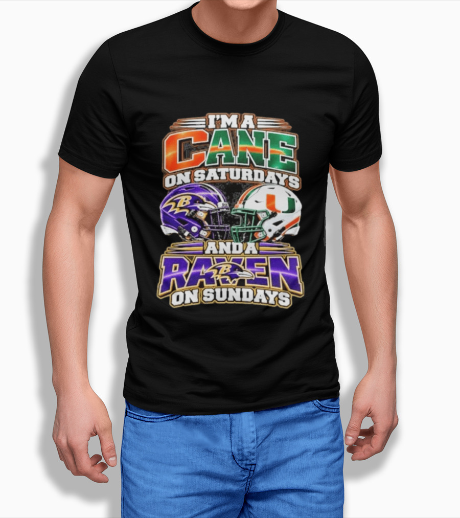 I'm A Cane On Saturdays And A Raven On Sundays Football Helmets T-Shirt