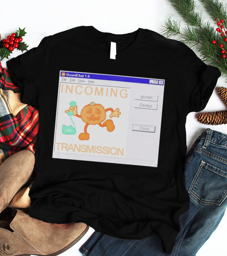 GourdChat 1.0 Incoming Transmission Pumpkin Halloween T-Shirt