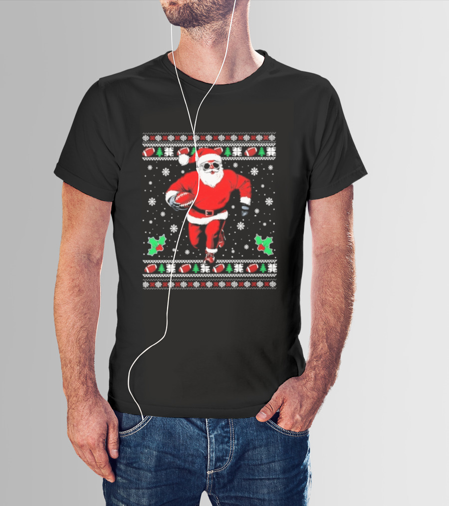 Santa Claus Football 2026 Ugly Christmas Sweater T-Shirt