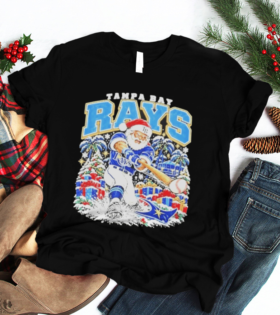 Santa Claus Tampa Bay Rays MLB Christmas 2026 Slugger Swing T-Shirt