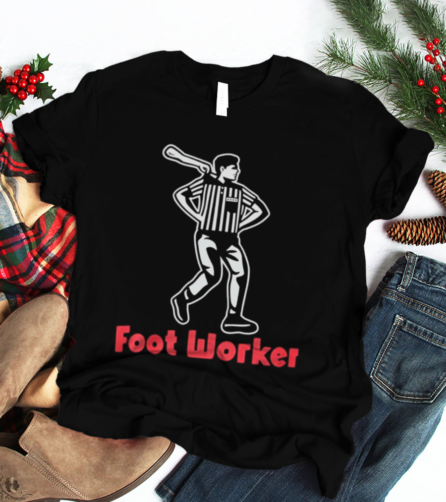 Referee Stripes Foot Worker Football Soccer Bat T-Shirt