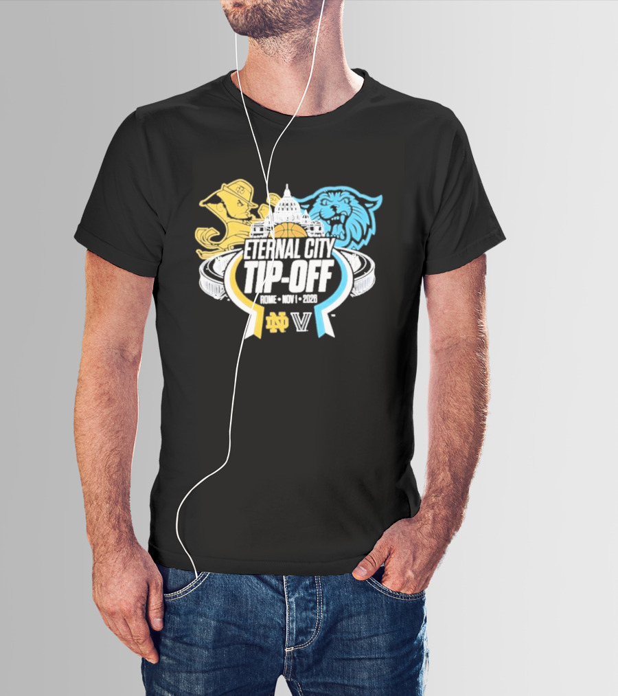 Eternal City Tip Off Rome 2026 Villanova Wildcats Vs Notre Dame Fighting Irish Basketball Matchup T-Shirt