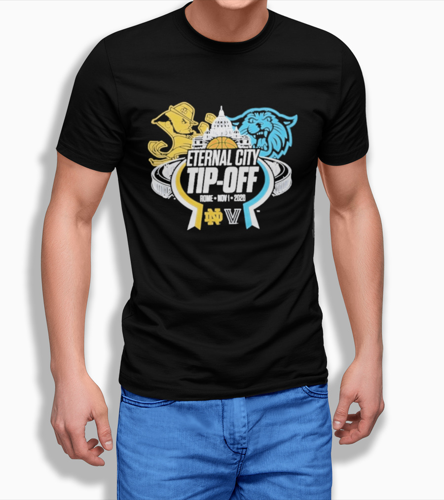 Eternal City Tip Off Rome 2026 Villanova Wildcats Vs Notre Dame Fighting Irish Basketball Matchup T-Shirt