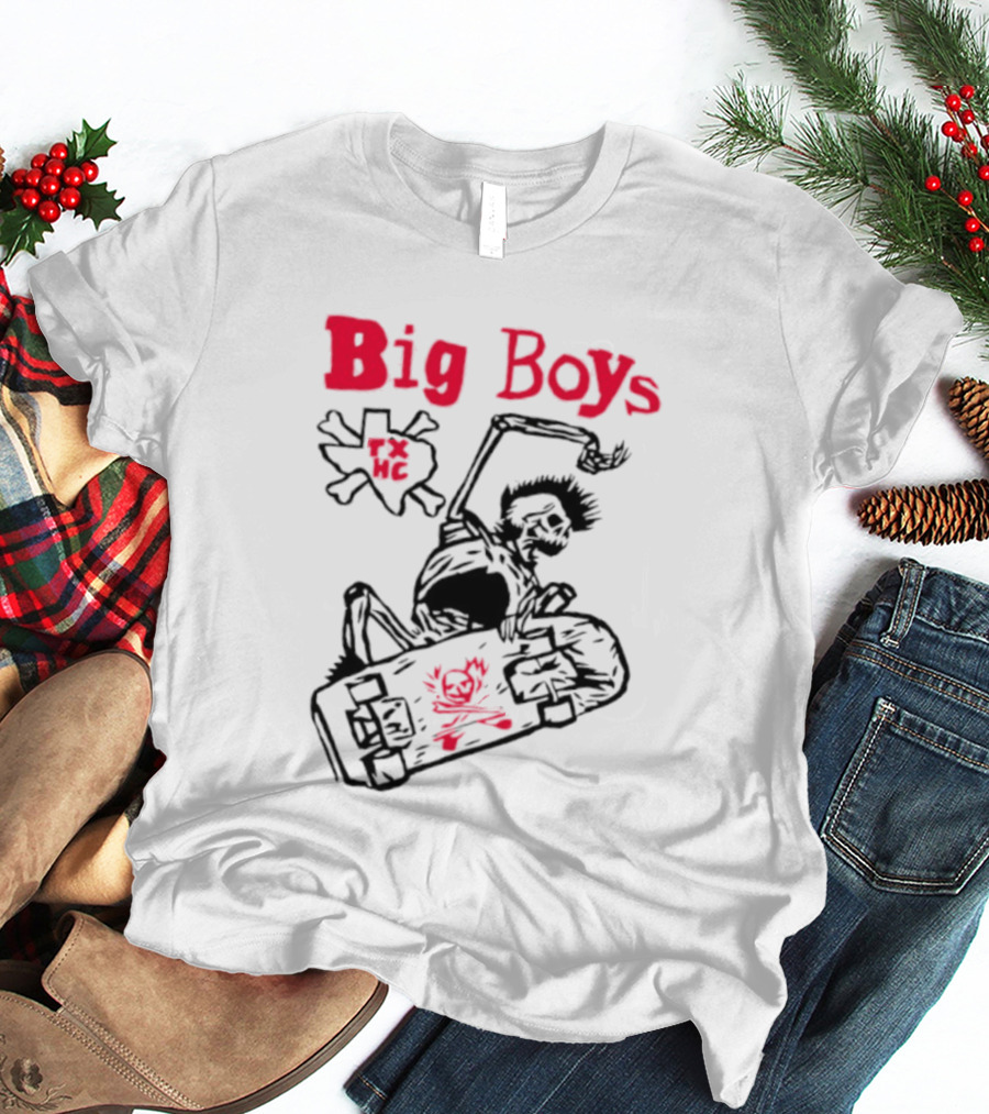 Big Boys Texas Hardcore Skeleton Skateboarder Tx Hc T-Shirt