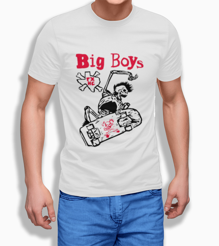 Big Boys Texas Hardcore Skeleton Skateboarder Tx Hc T-Shirt