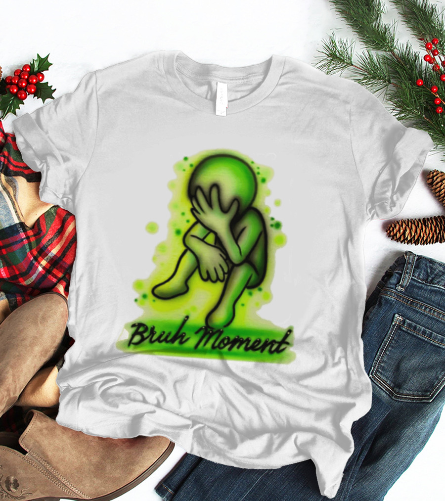 Bruh Moment Facepalm Green Airbrush Sitting Figure T-Shirt
