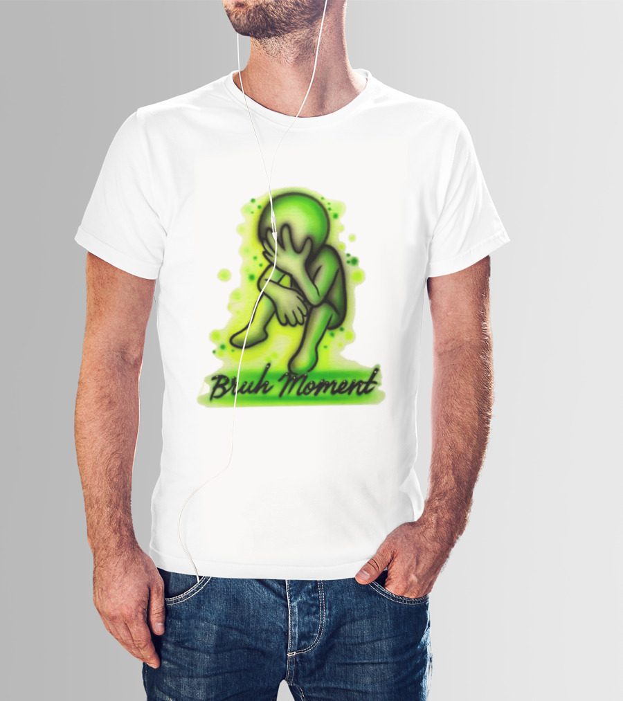Bruh Moment Facepalm Green Airbrush Sitting Figure T-Shirt