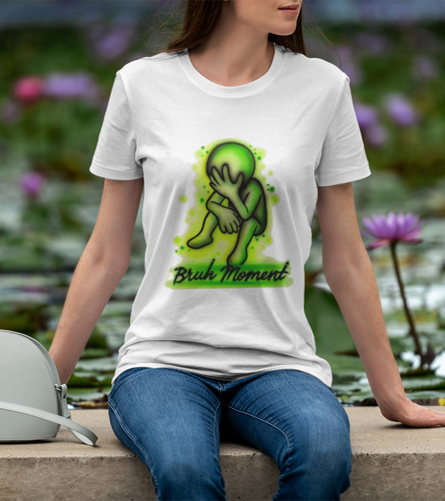 Bruh Moment Facepalm Green Airbrush Sitting Figure T-Shirt