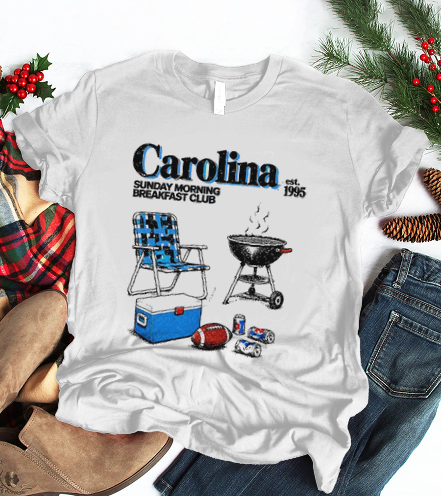 Carolina Sunday Morning Breakfast Club Football Tailgate Game Day Chair BBQ Cooler T-Shirt